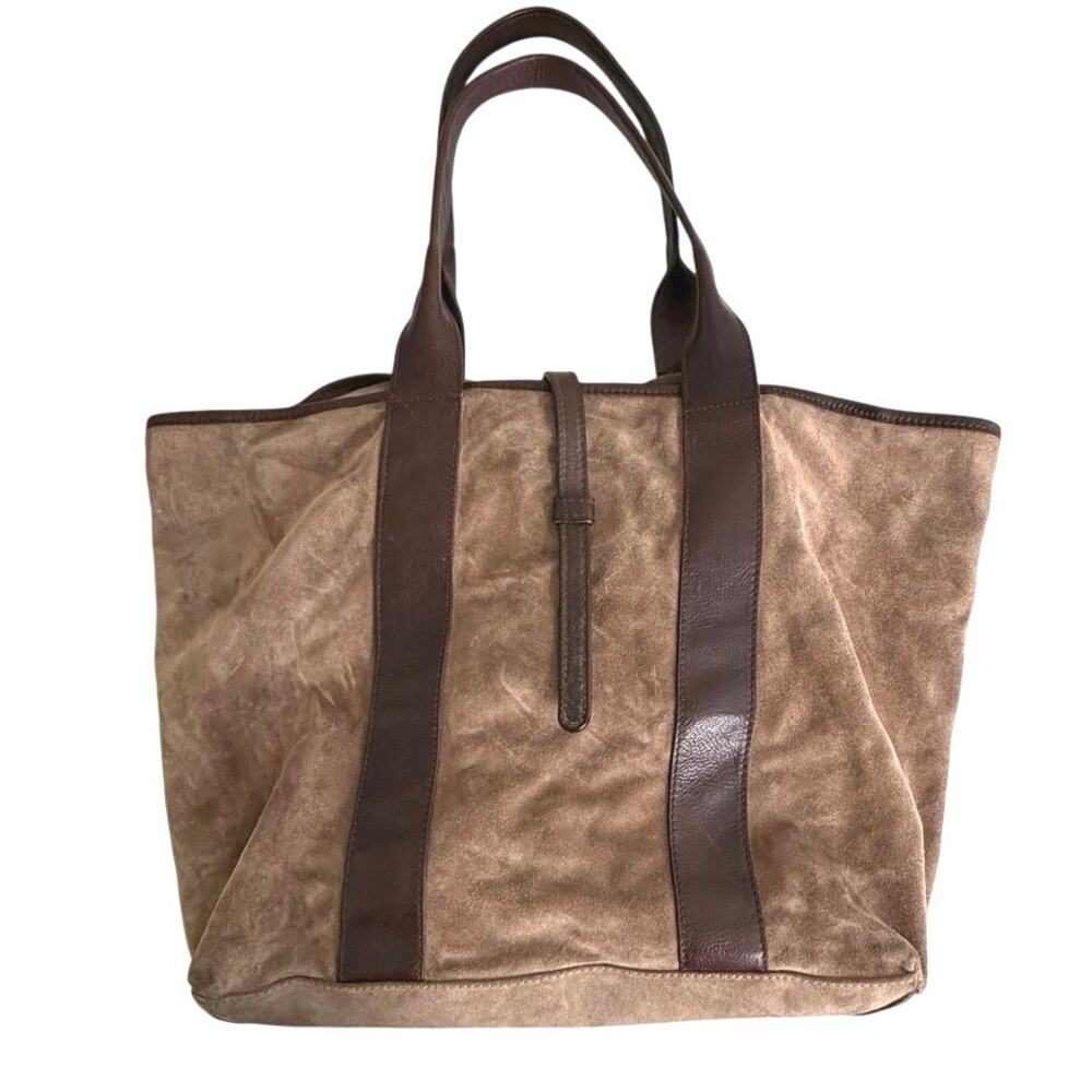 Barneys New York suede leather brown tote made in Italy - Picture 15 of 15